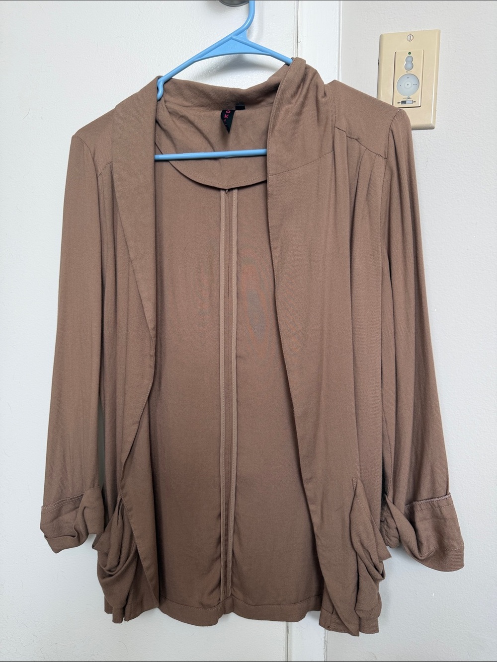 Women's Draped Open-Front Cardigan - Brown